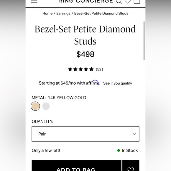 Ring Concierge Bezel Set Petite Diamond Studs (Pair) - Picture 10 of 14